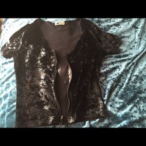 Velvet zip up shirt